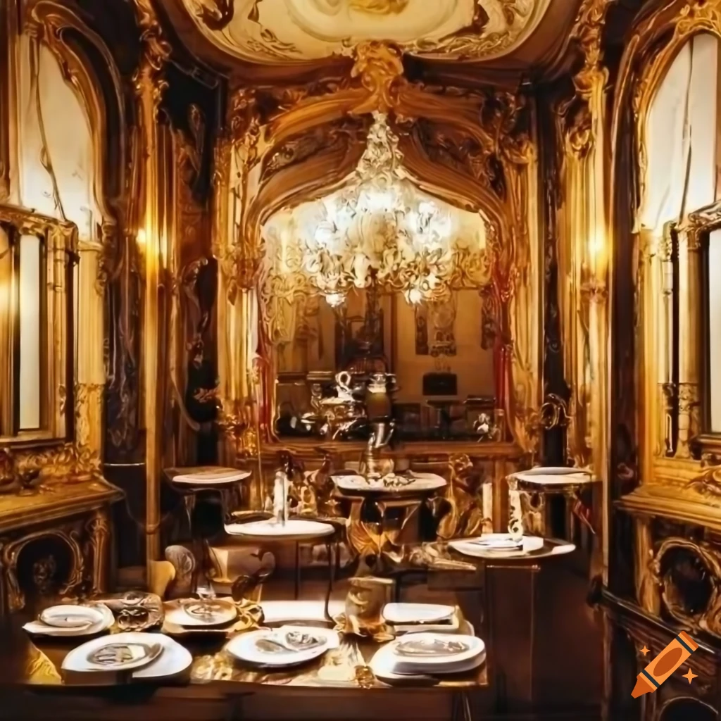 Cafeteria com detalhes de estilo rococó