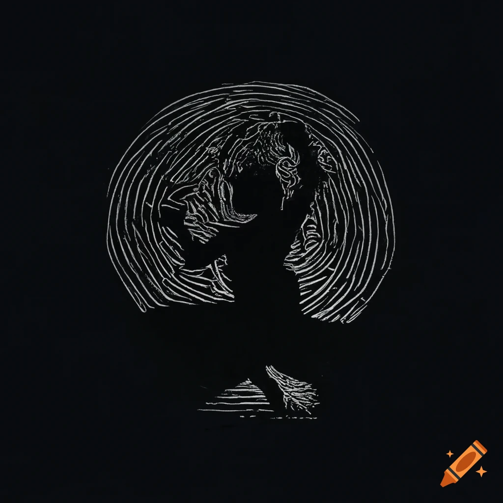 Lone satyr silhouette dancing under the moon on a starry night