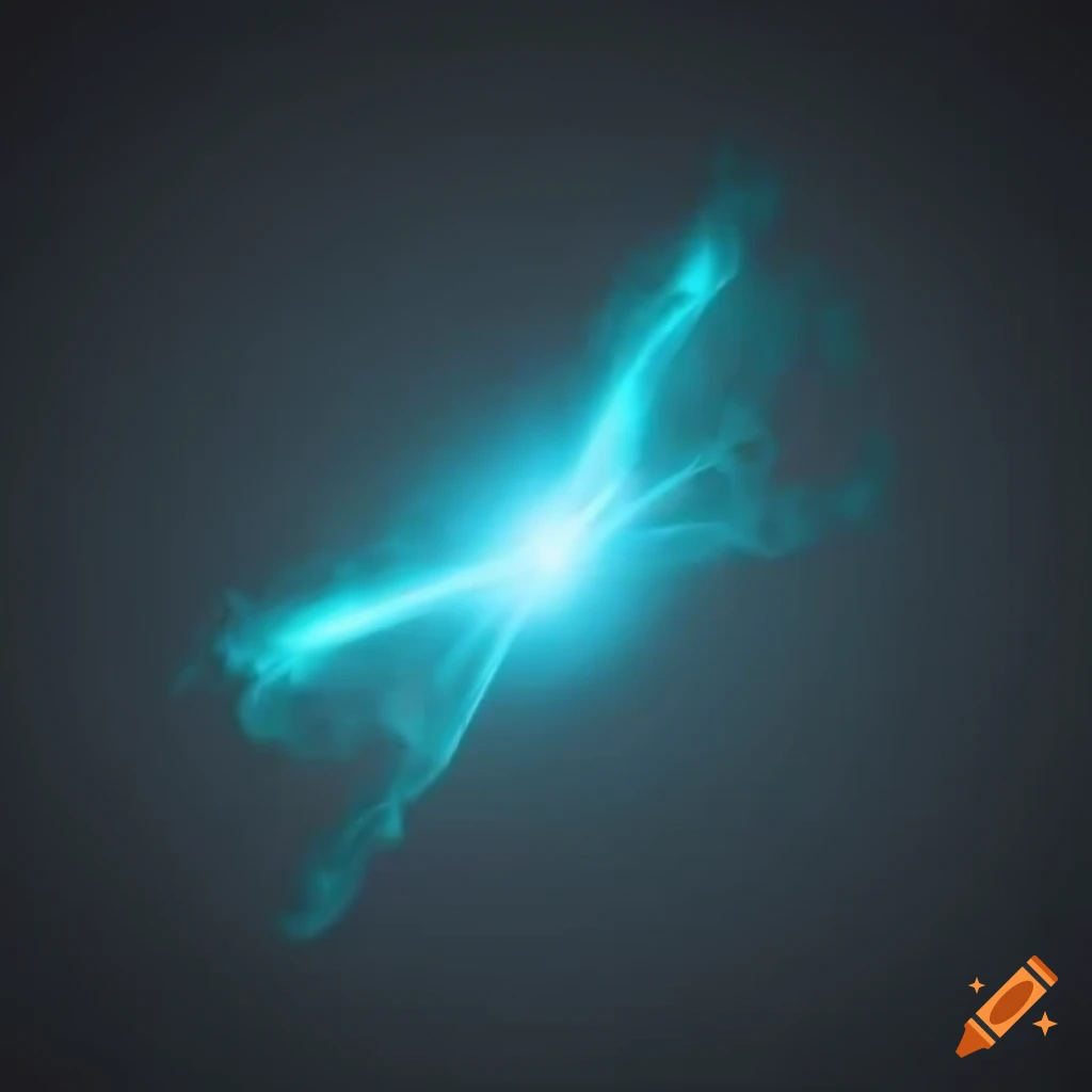 Cyan smoke laser beam particle effect on grey background