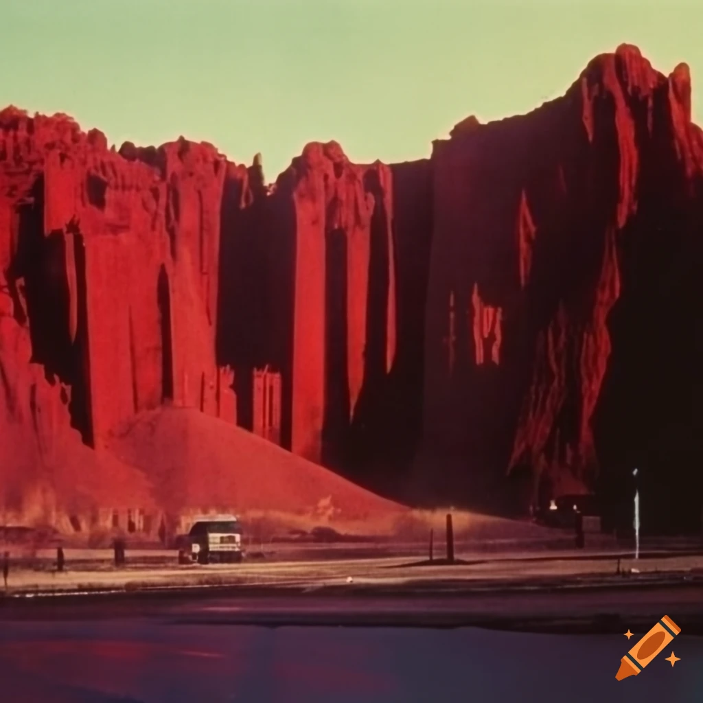 Evil Red Mountain of Chicago, street-level view during evening light