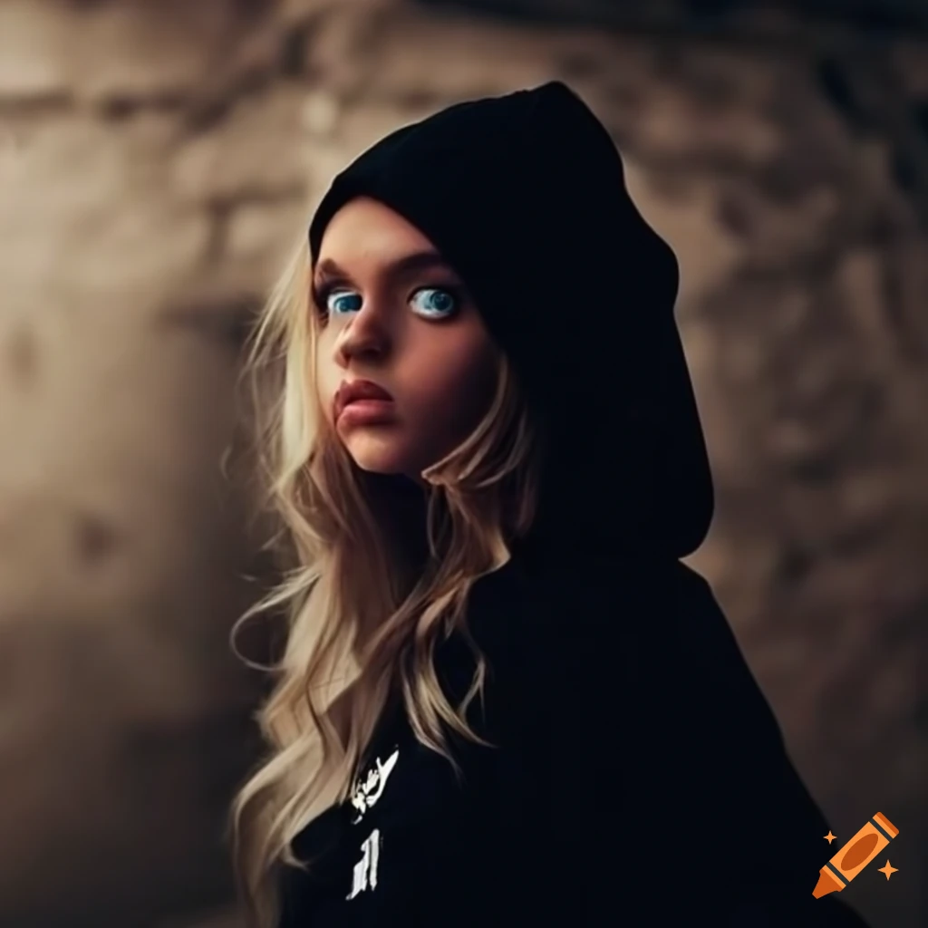 Woman with blue jeans and black hoodie in a basement setting