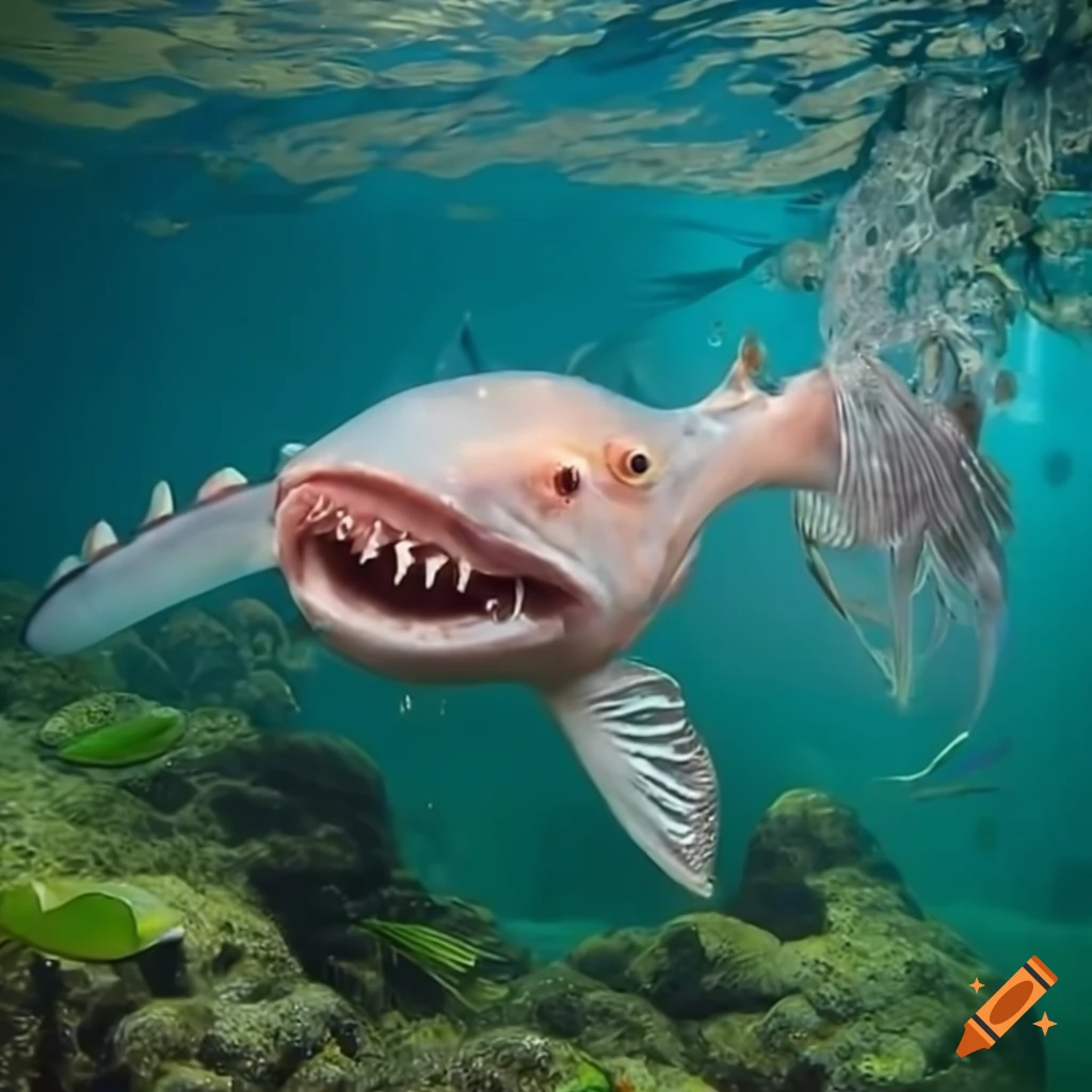 Electric fish in an underwater rainforest releasing eggs