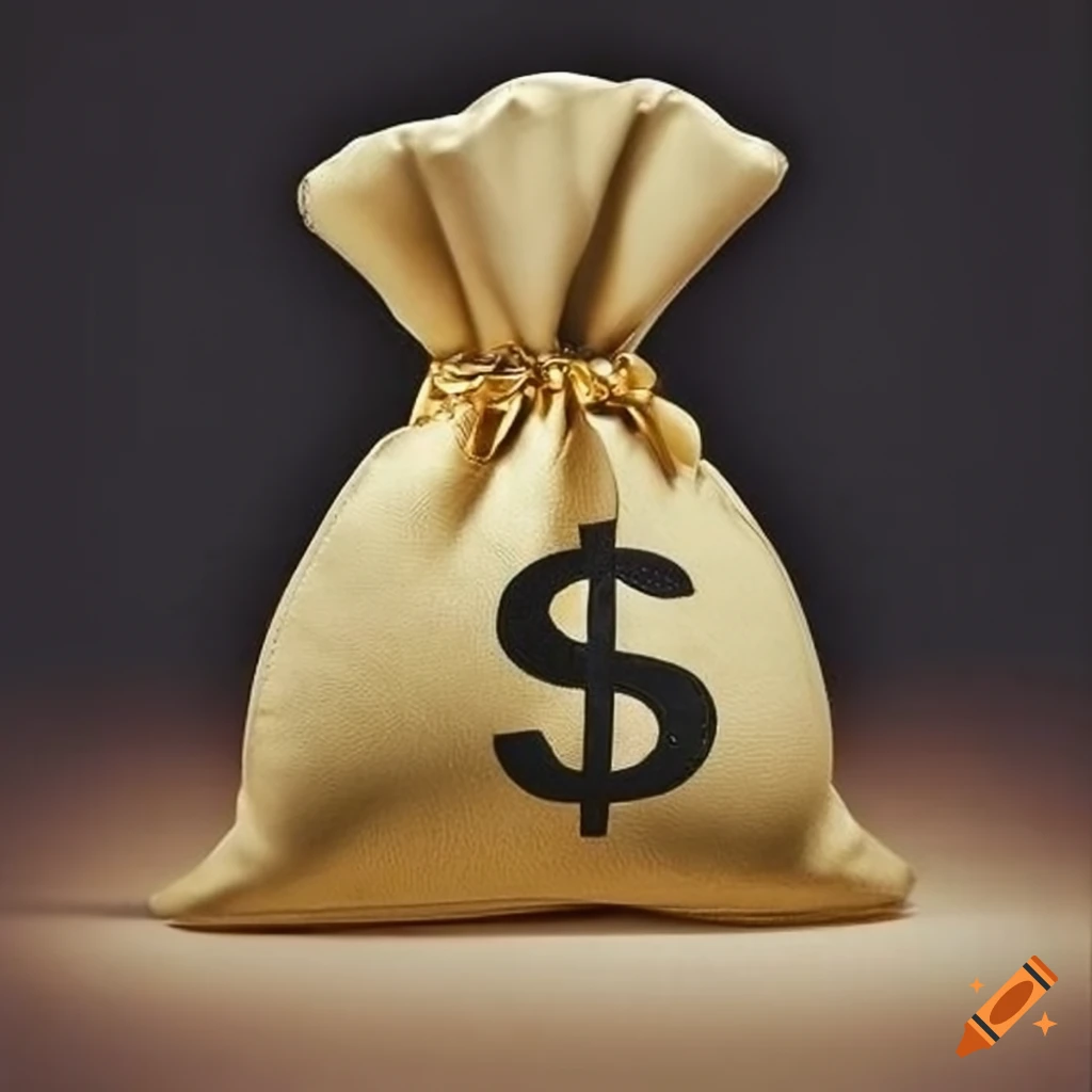 Golden money bag on a black background