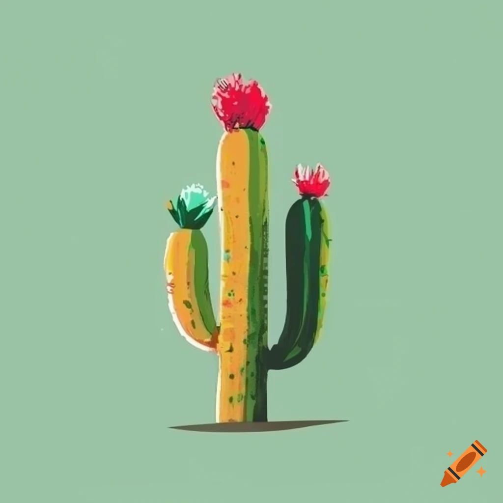 Modern unique cactus brush stroke 2D logo design