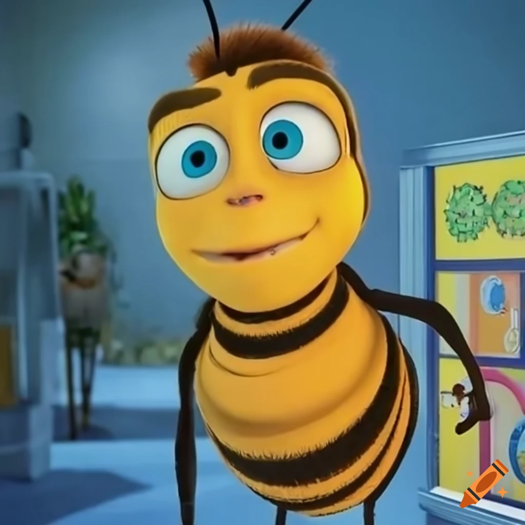Barry B. Benson hiding on the last day of school in a bee movie scene