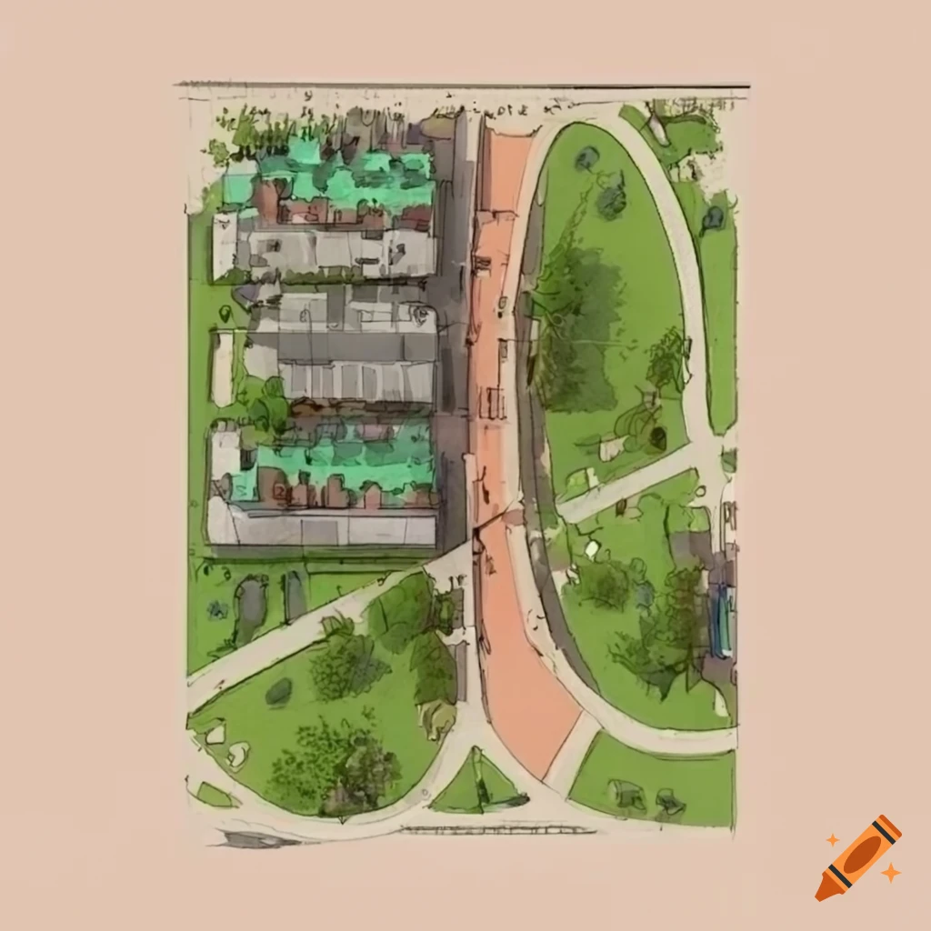 Plansketch for a green city footpath network linking seamlessly with existing paths
