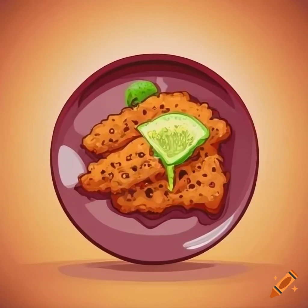 Delicious plate of traditional Milanese dish with parmesan in a cartoon style
