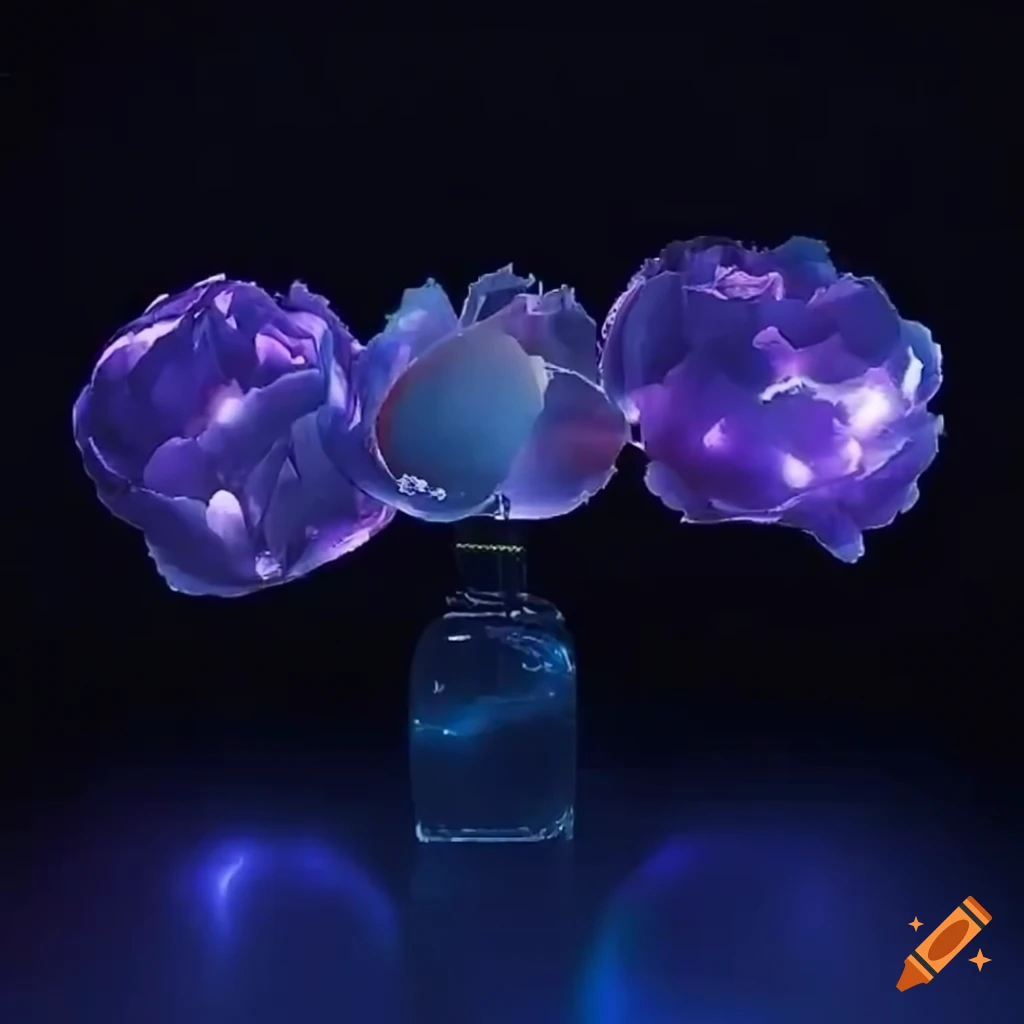Gorgeous peony blooms made of illuminated glass