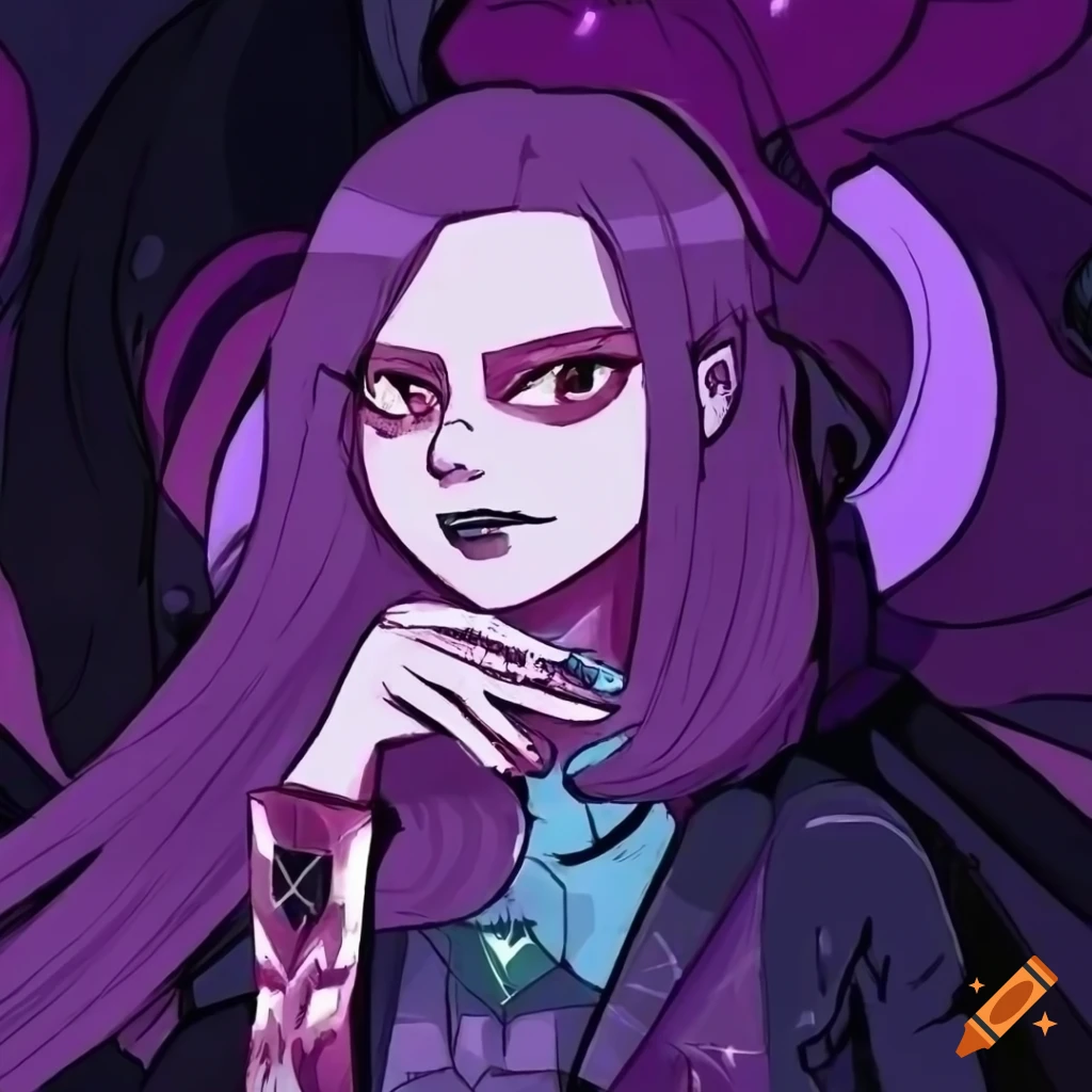Character drawing in a Steven Universe style with various goth-inspired elements