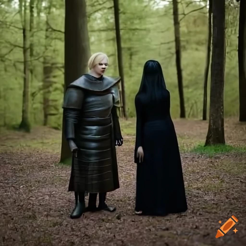 Brienne of Tarth and Wednesday Addams in the woods