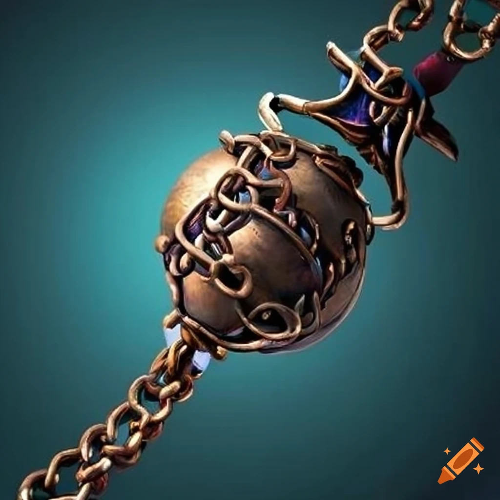Epic chain-mace weapon designed as a censer with mystical engravings