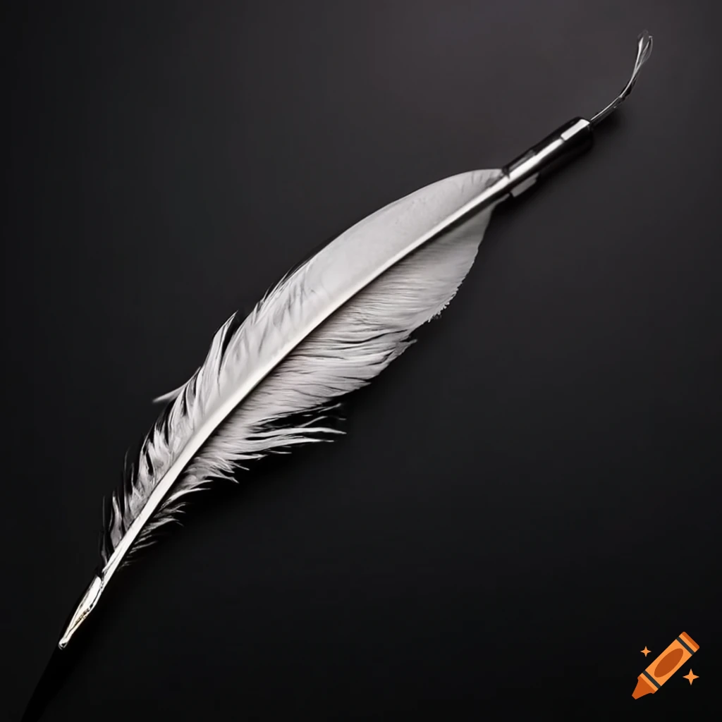 Feather shaped like a fountain pen tip in an elegant brand image