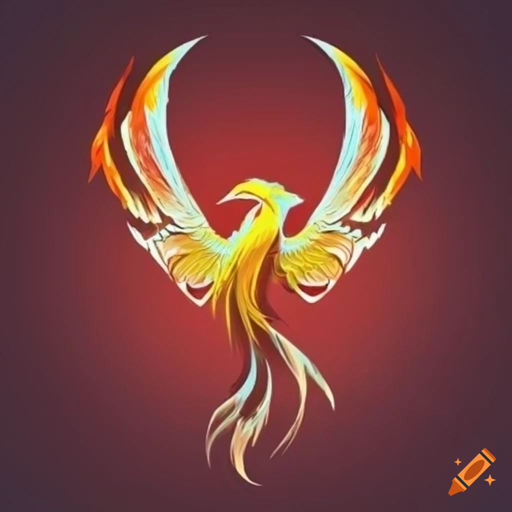 Logo for fantasy gaming company featuring a yellow phoenix with orange and red highlights