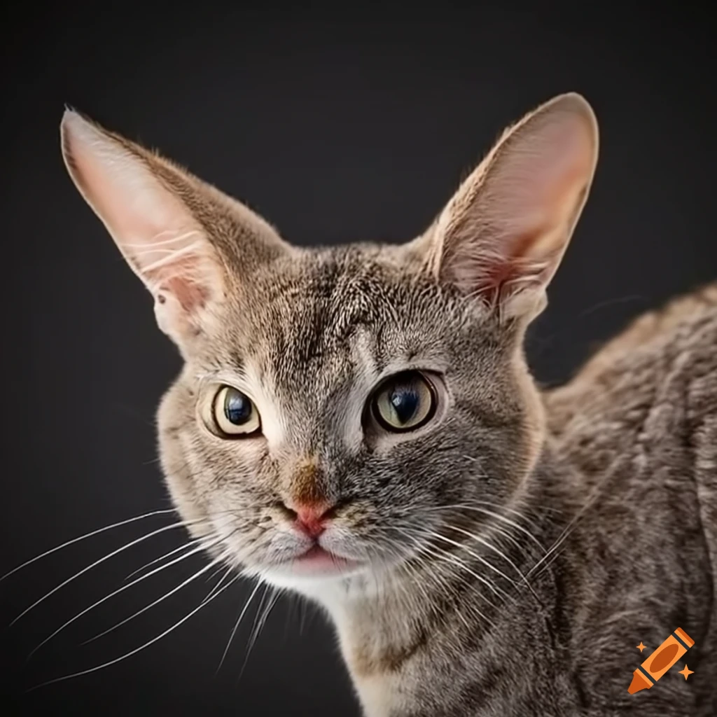 Unique creature with rabbit ears and cat face