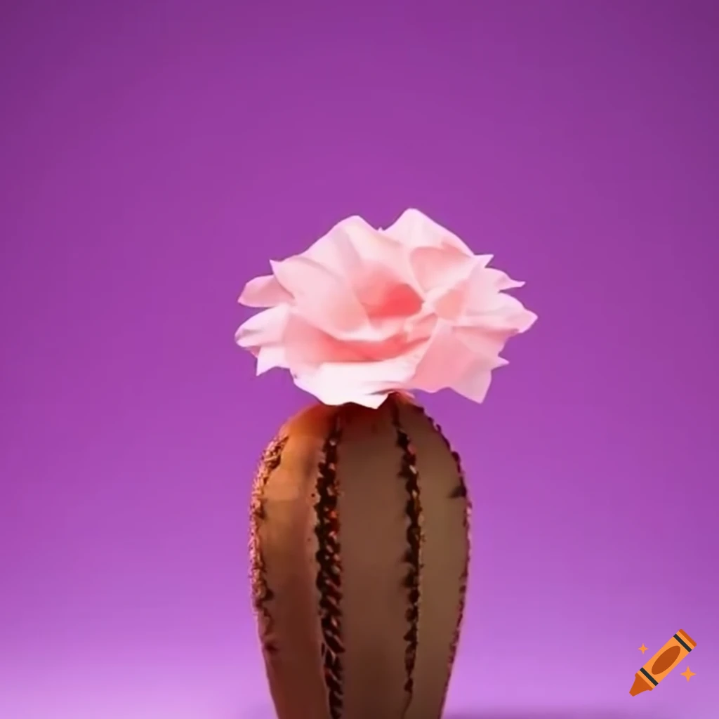 Origami cactus with tissue flowers