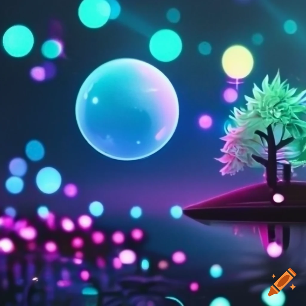 Neon bokeh with intricate details in a dreamscape