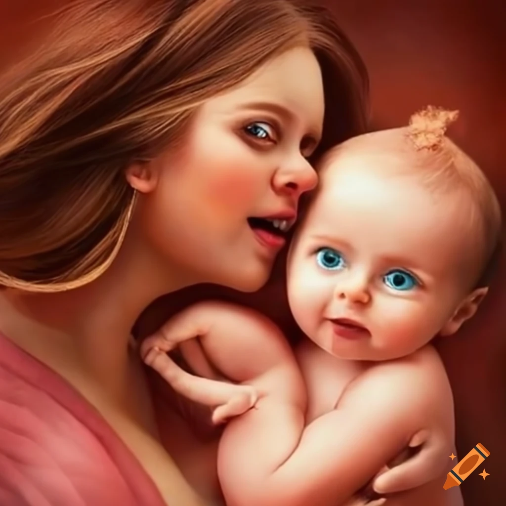 Baby girl with her mother