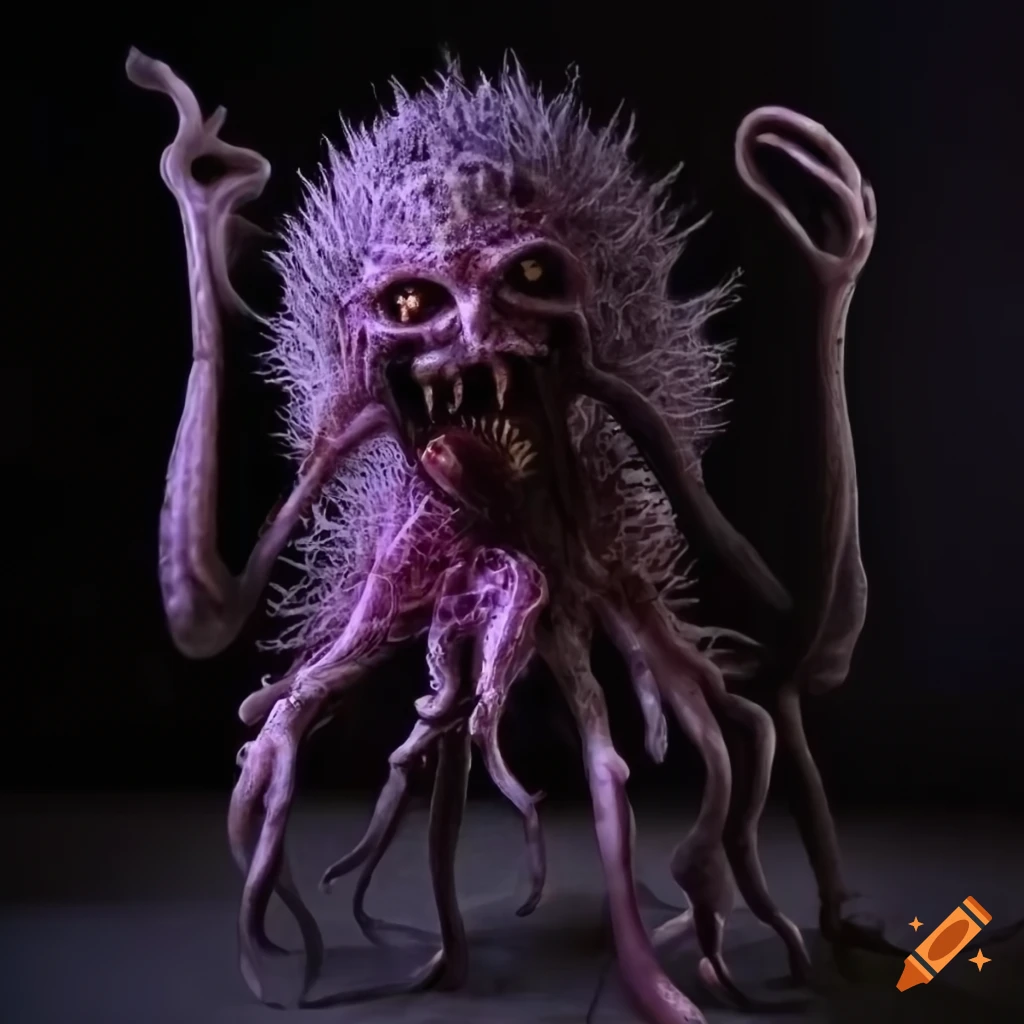 Creepy Lovecraftian creatures singing karaoke with microphone