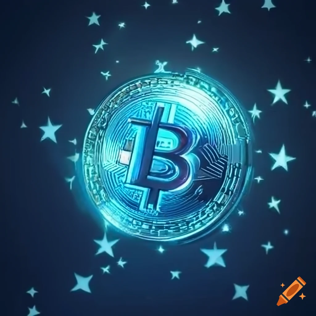 Crypto coins as stars in a design for advertising on Craiyon