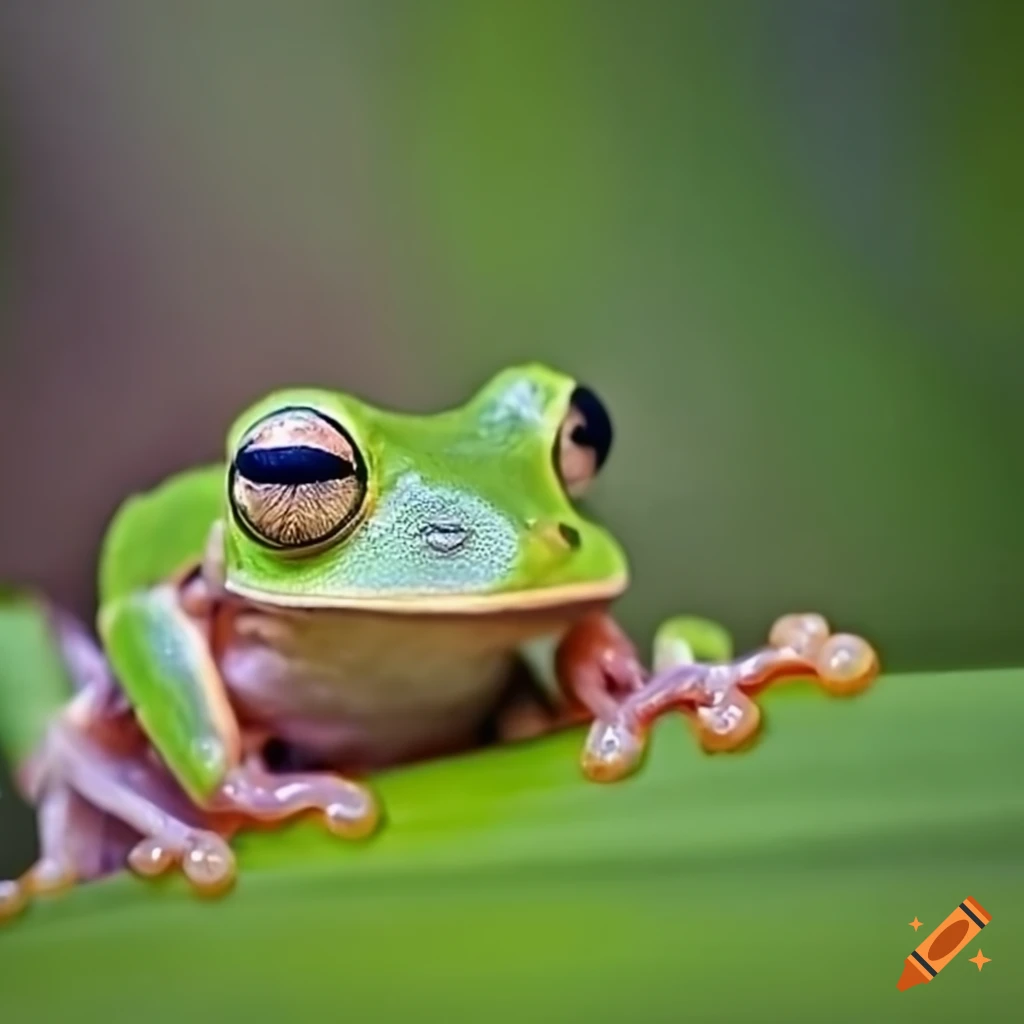 Close up of a white-lipped tree frog in a rainforest