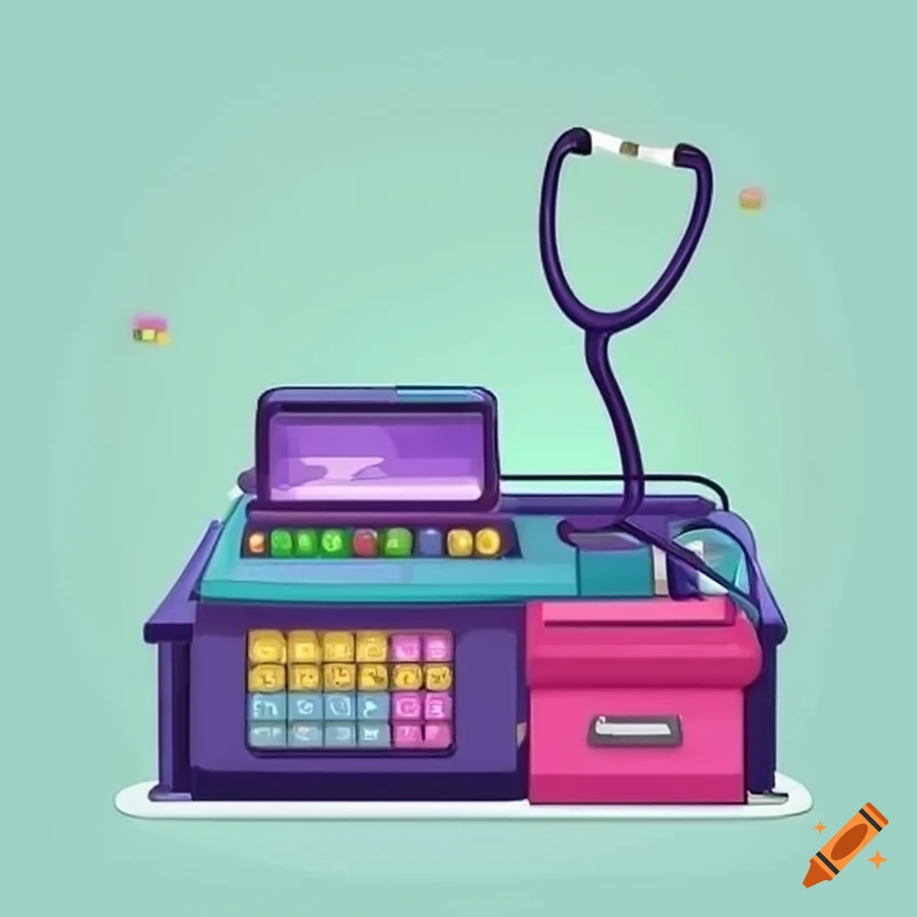 Stethoscope on a cash register countertop