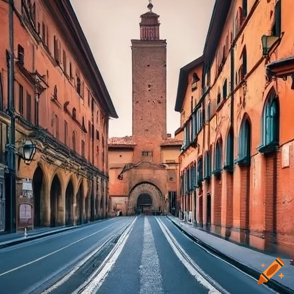 Via dell'indipendenza and Via Castiglione intersection in Bologna, Emilia-Romagna, Italy