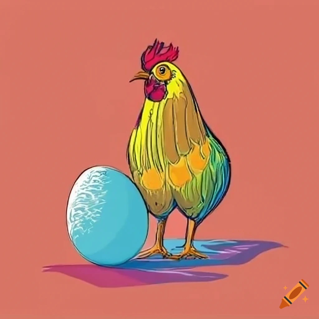 Hen sitting on two eggs