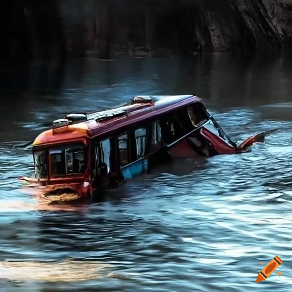 Bus crashing into river