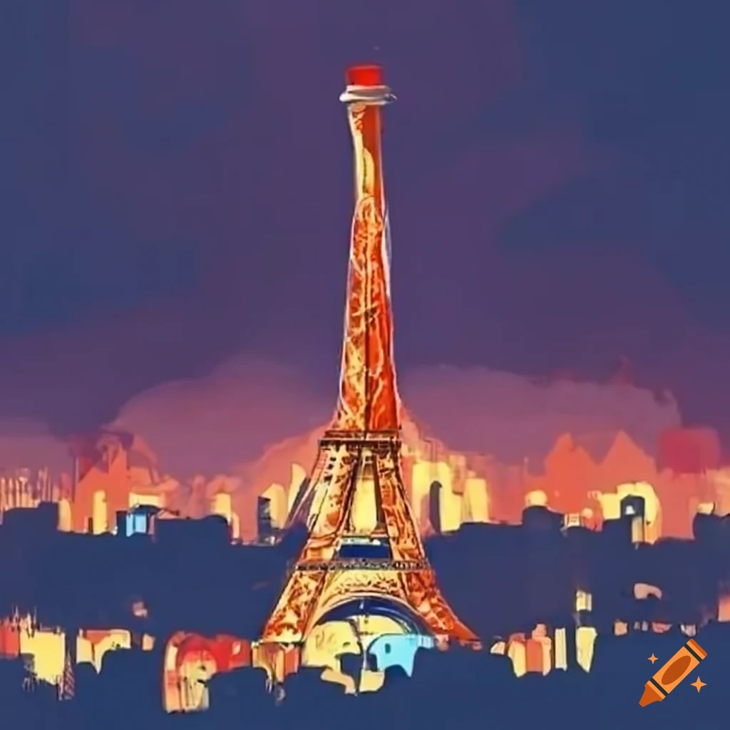 Paris Olympics on top of a bottle drawing