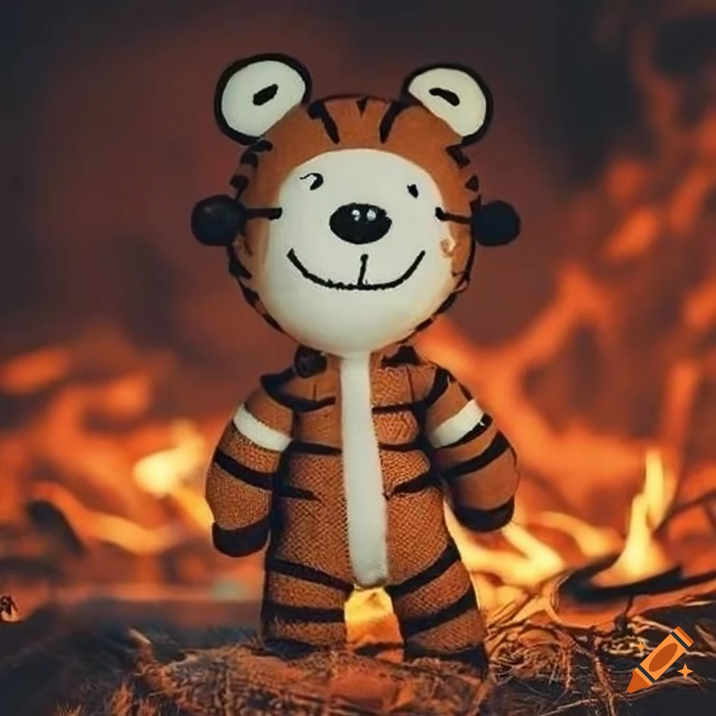 Cute burlap doll in a fiery Chinese setting with serious relationships on mind