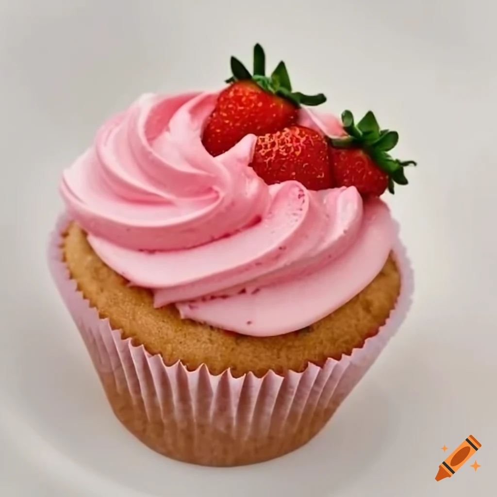 Pink cupcake with strawberry swirl