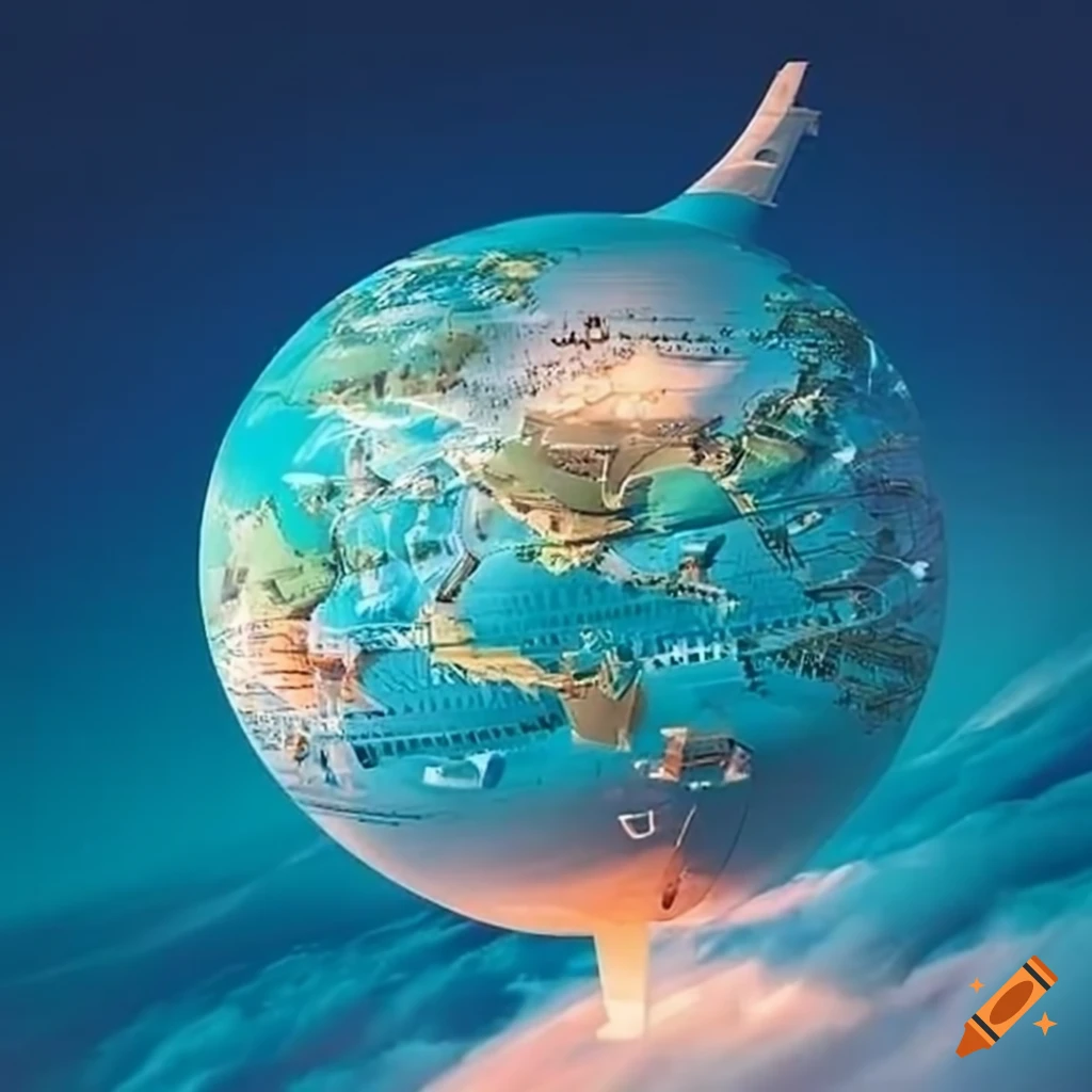 Airplane flying around the world
