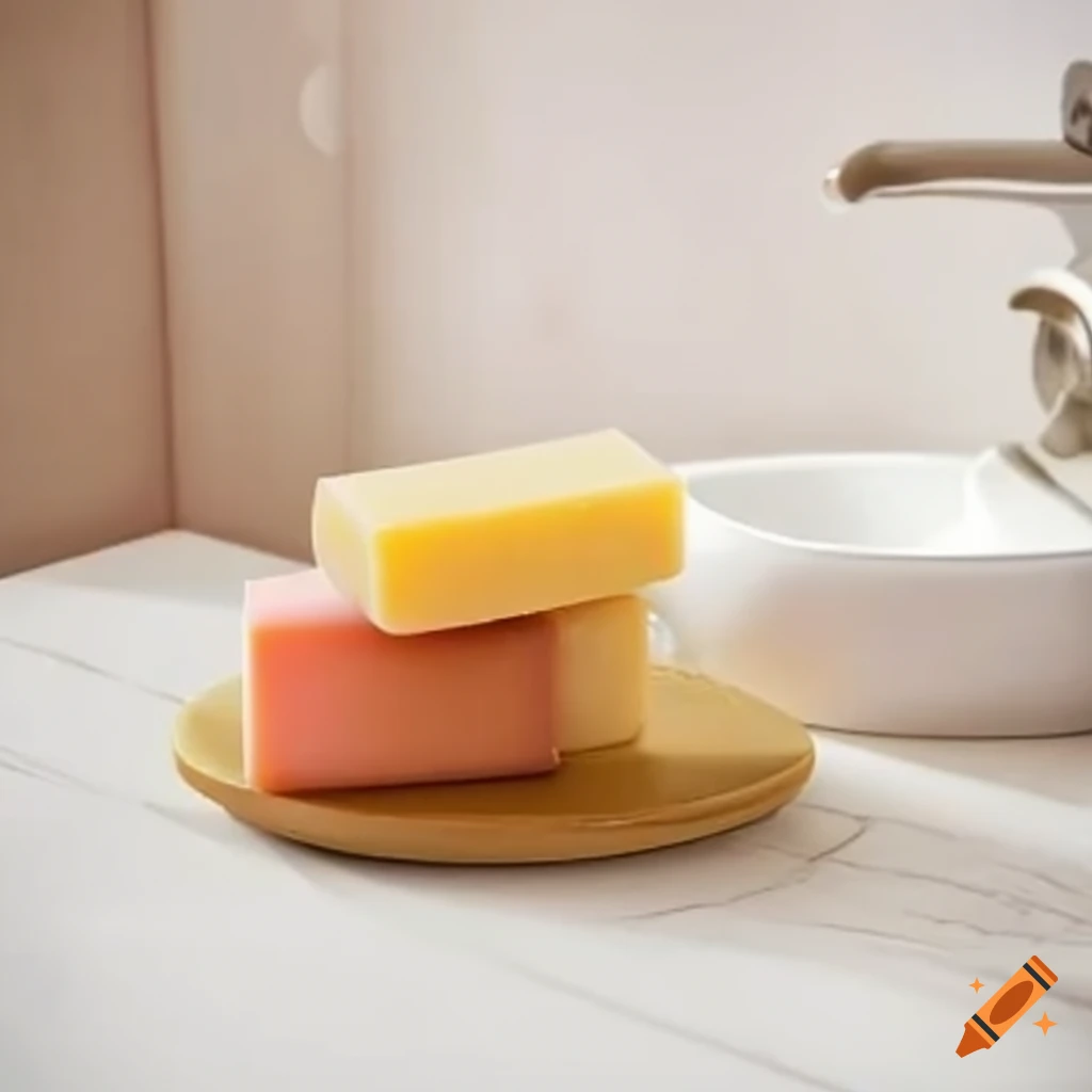 Organic soap on a soap dish in a bathroom