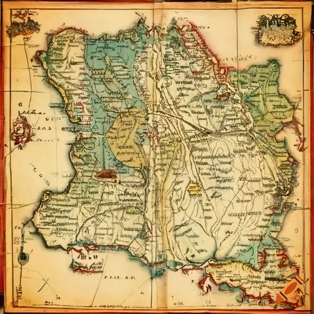 Iconic cities of Italy on an old-world map