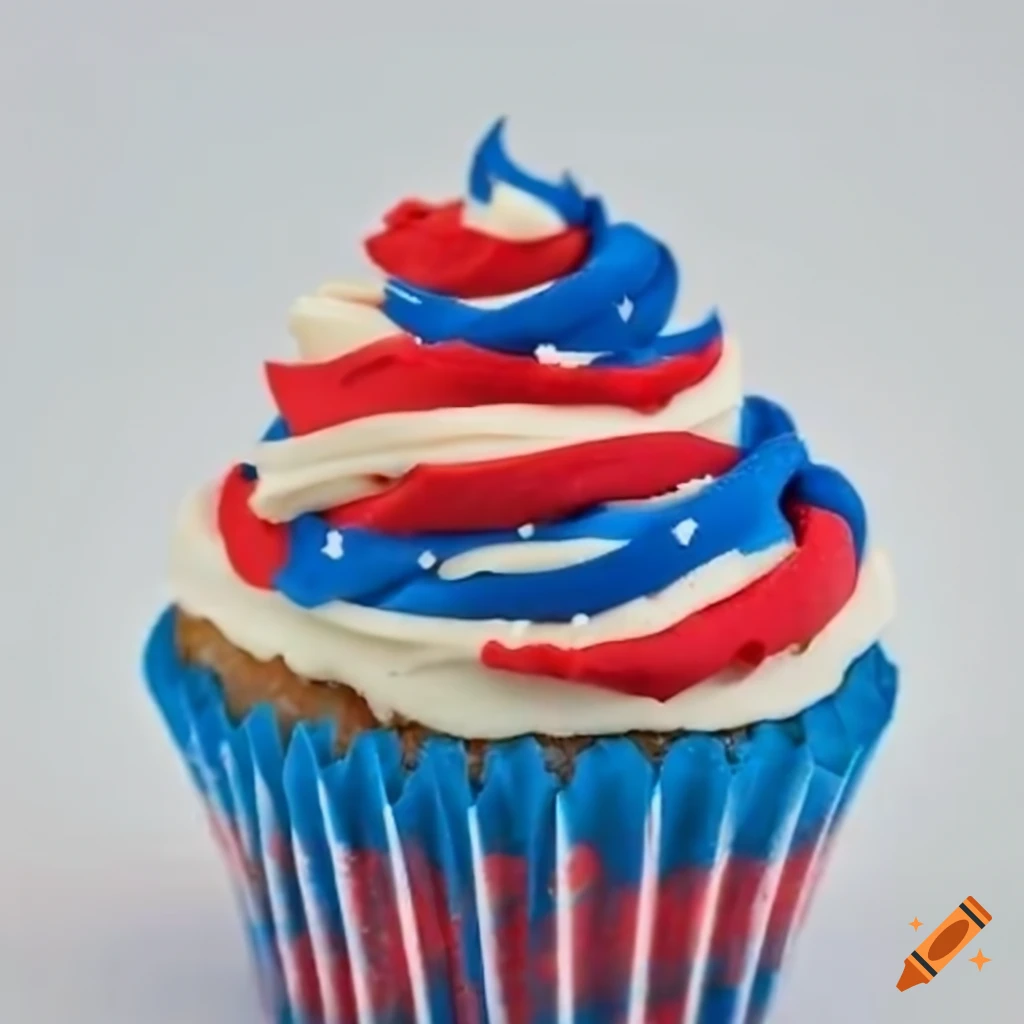 Patriotic cupcake on white background