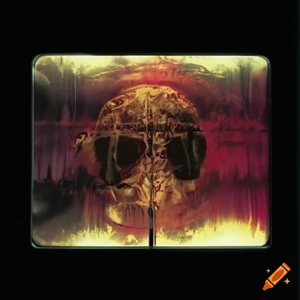 Metal music album cover with PlayStation 2 graphics