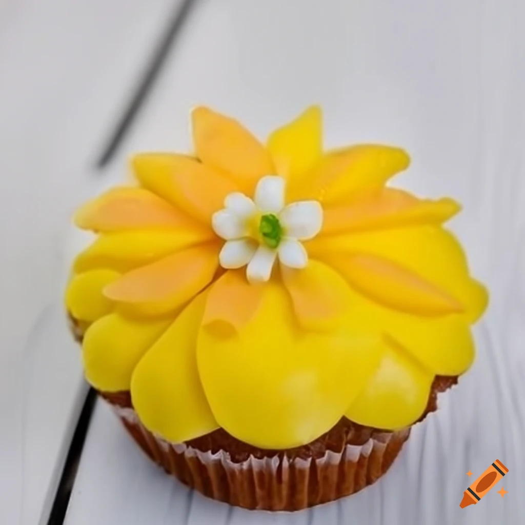 Yellow lemon flower cupcake