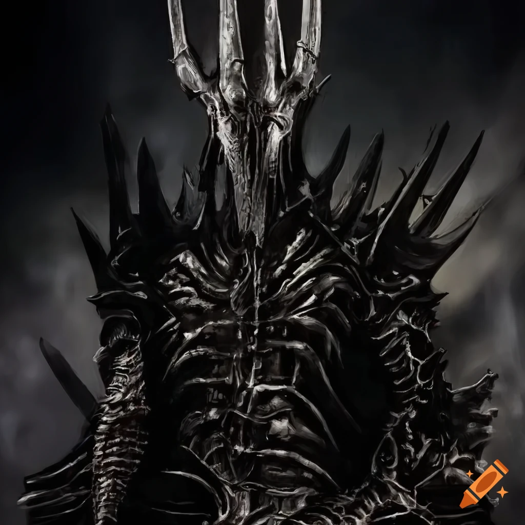 Highly-detailed painting of the Dark Lord Sauron inspired by HR Giger