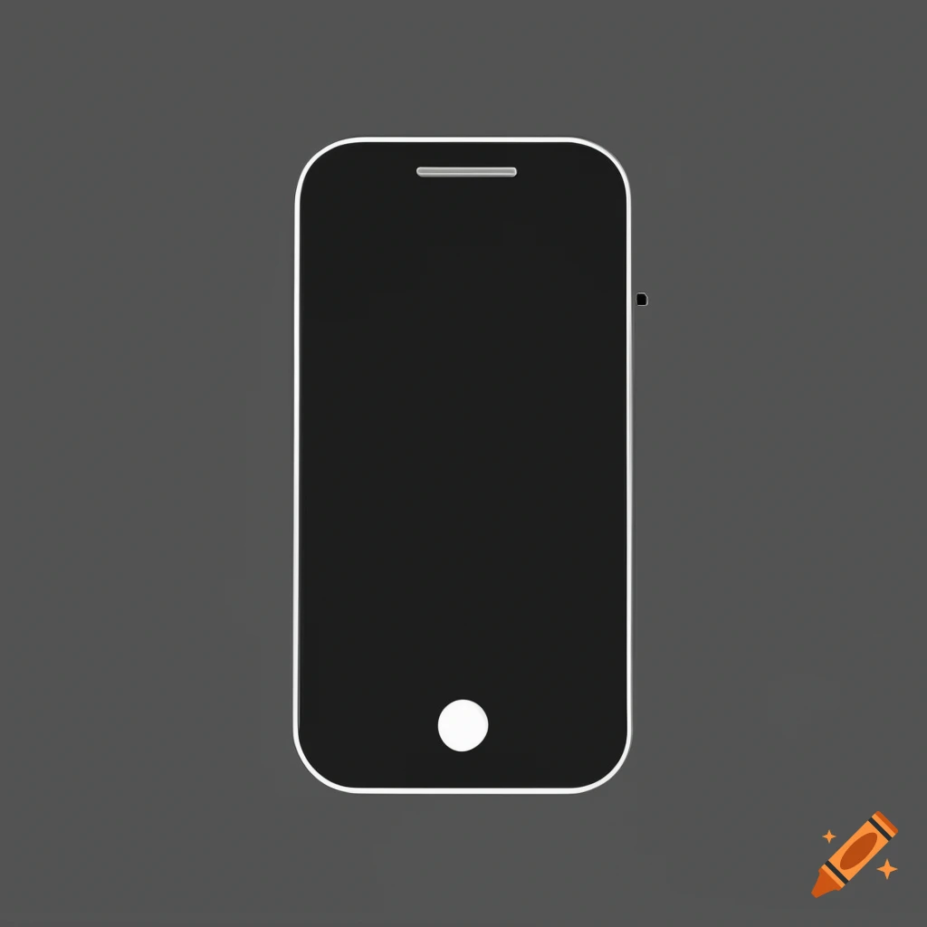Black smartphone icon with empty screen in minimalistic style
