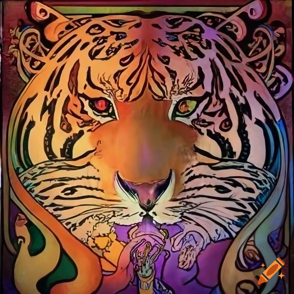 Iridescent Fire Tiger with Ember lighting and intricate stave carvings