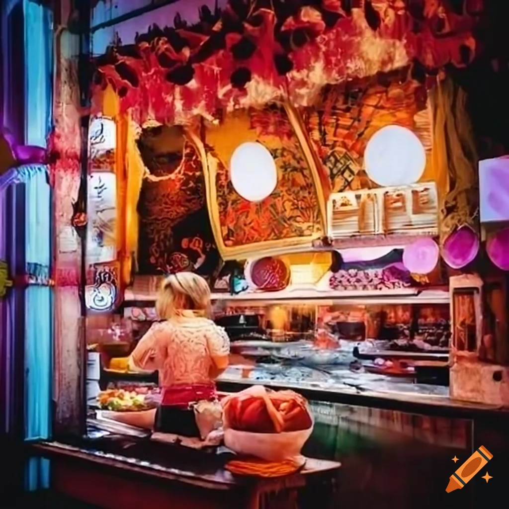 Food court at the lunar festival on Craiyon