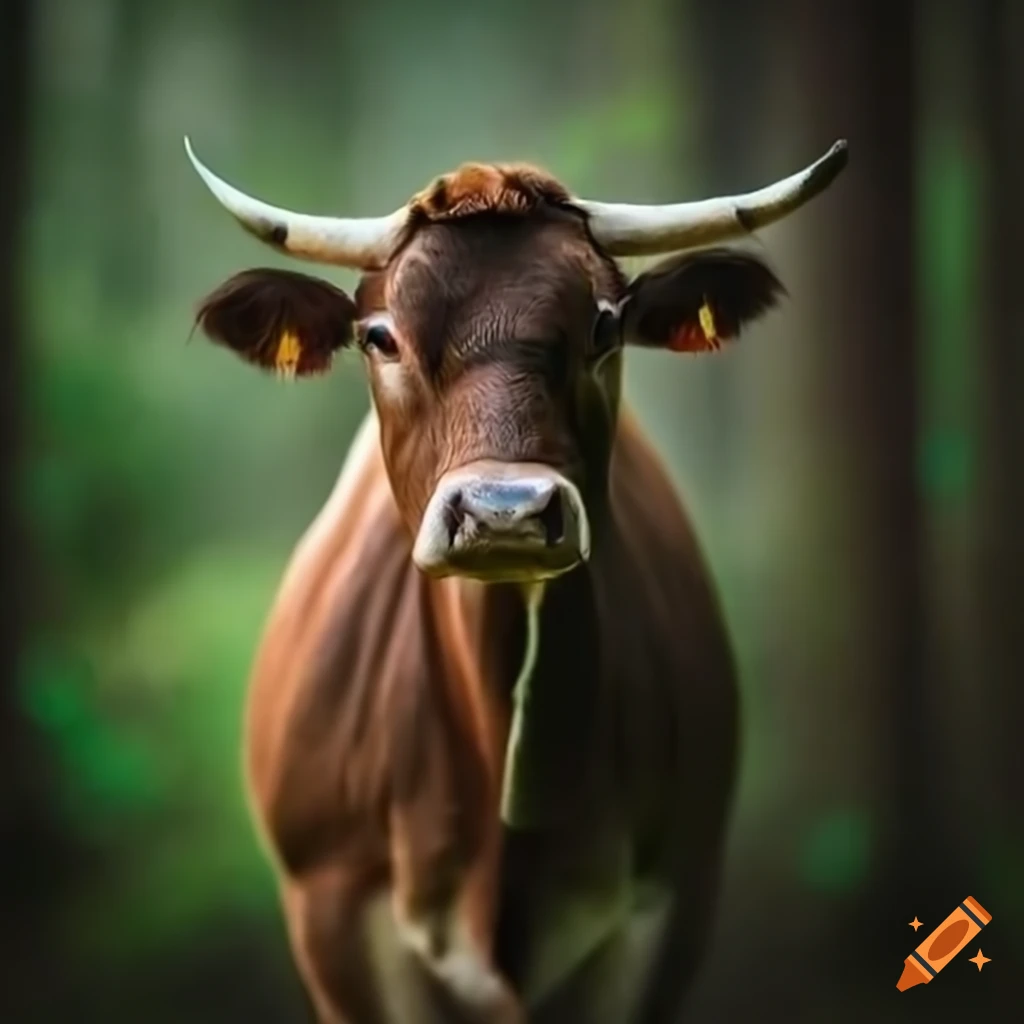 Cow in a forest setting