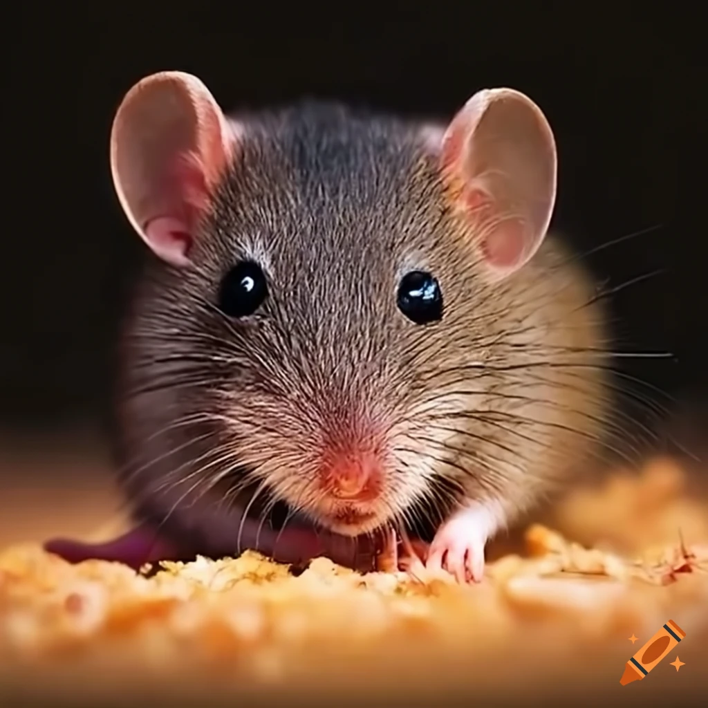 Cute mouse stealing grain