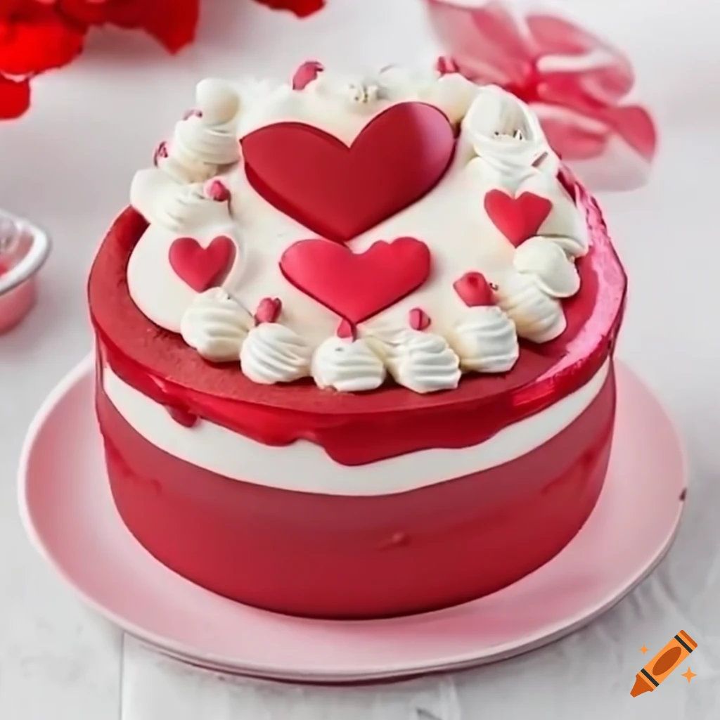 Mini cake with Valentine decorations