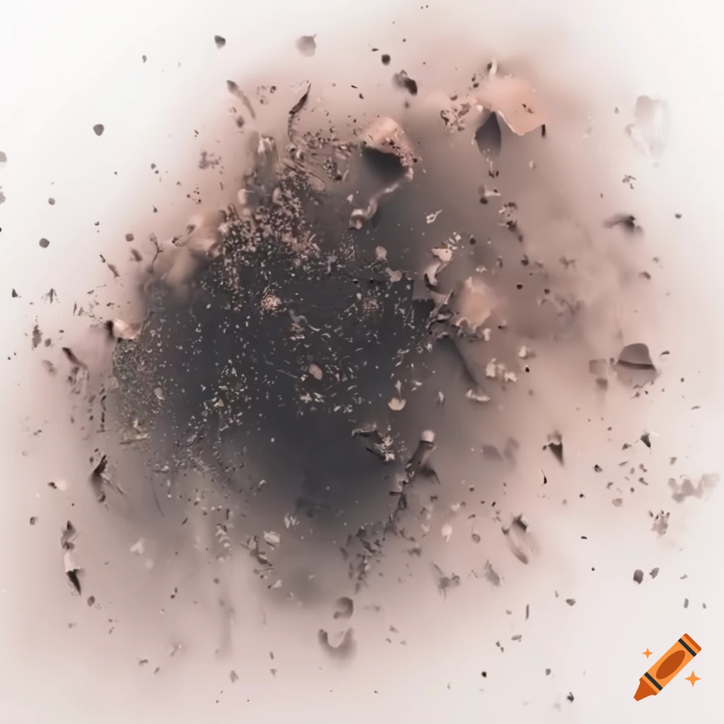 Rock dust falling on white background