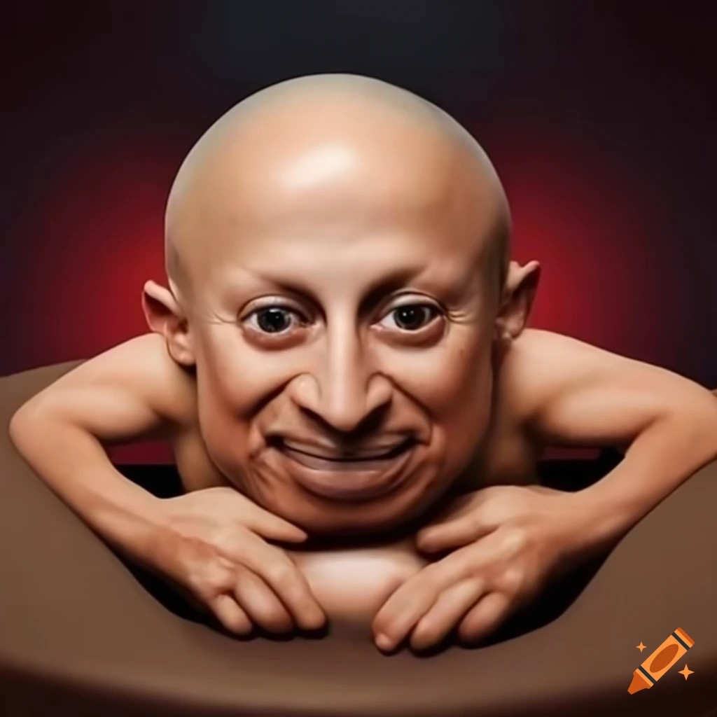 Verne Troyer's head on a massage table