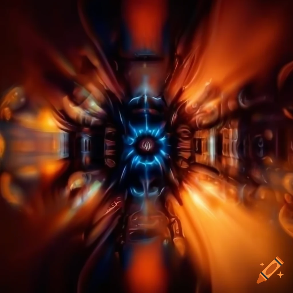 Photorealistic symmetrical electric donkey synthesizer in a dark smoky nightclub