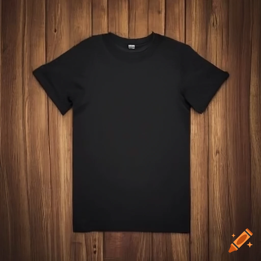 Mock up black t-shirt on wood background