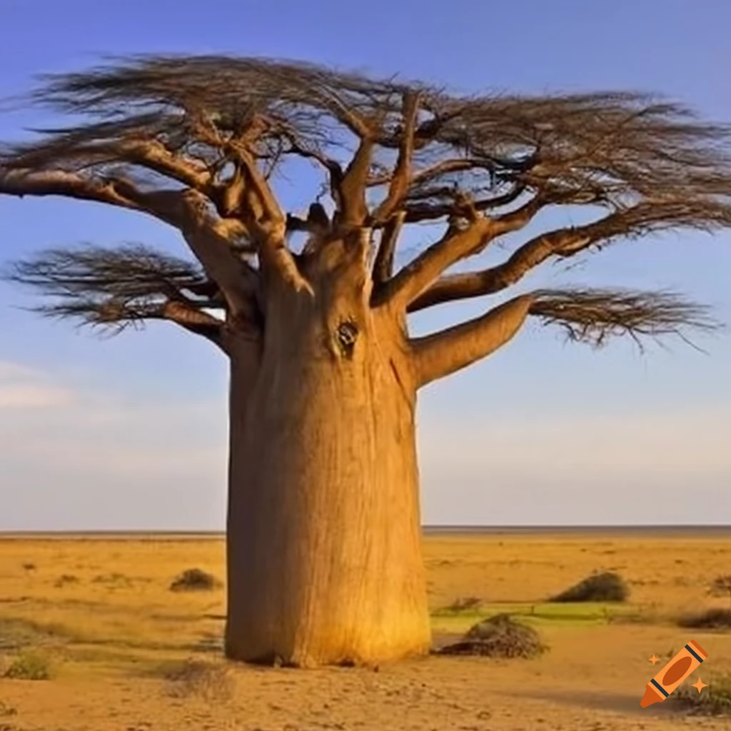 Ancient African Baobab tree in the Serengeti