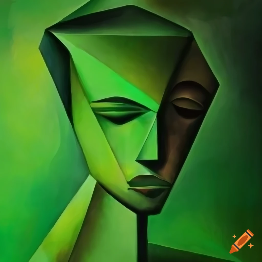 Green cubism artwork on Craiyon